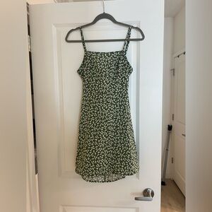 Green Open Back Floral Sundress